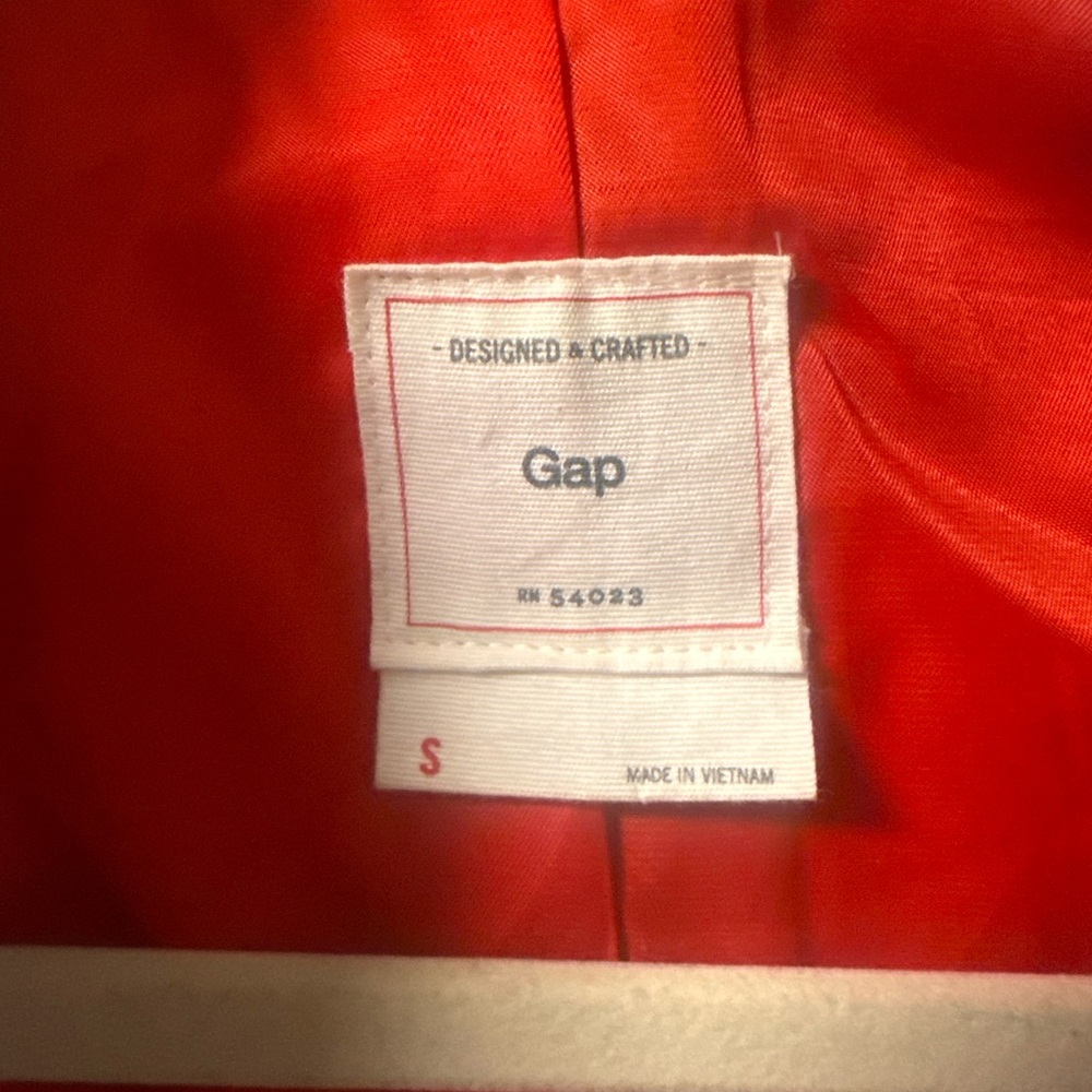 Gap Gray Wool-Blend Stand Collar Jacket With Red … - image 4